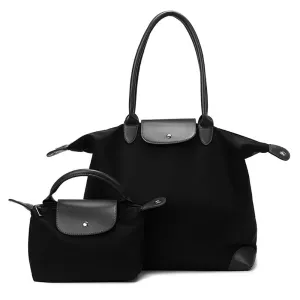 2Pcs Set Women's Tote Bags Travel Handbag Work Bags Black
