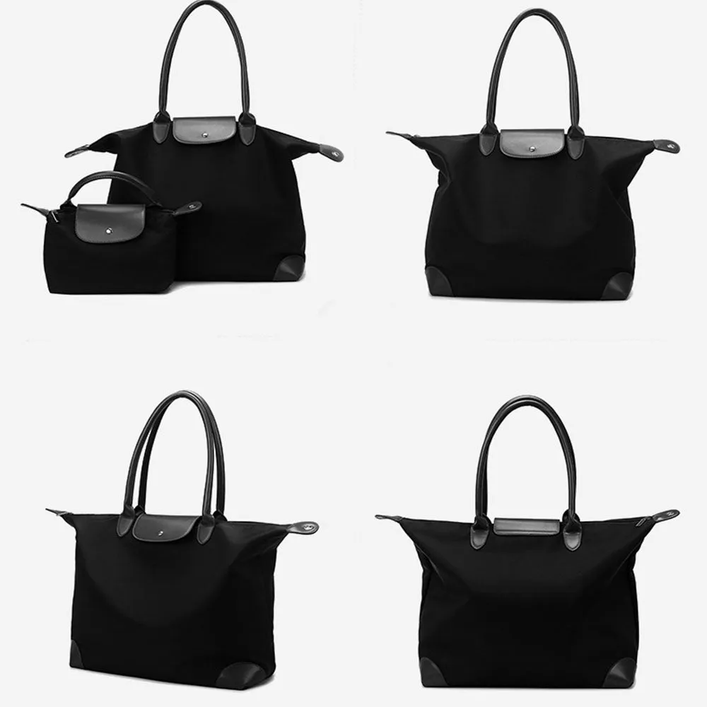 2Pcs Set Women's Tote Bags Travel Handbag Work Bags Black