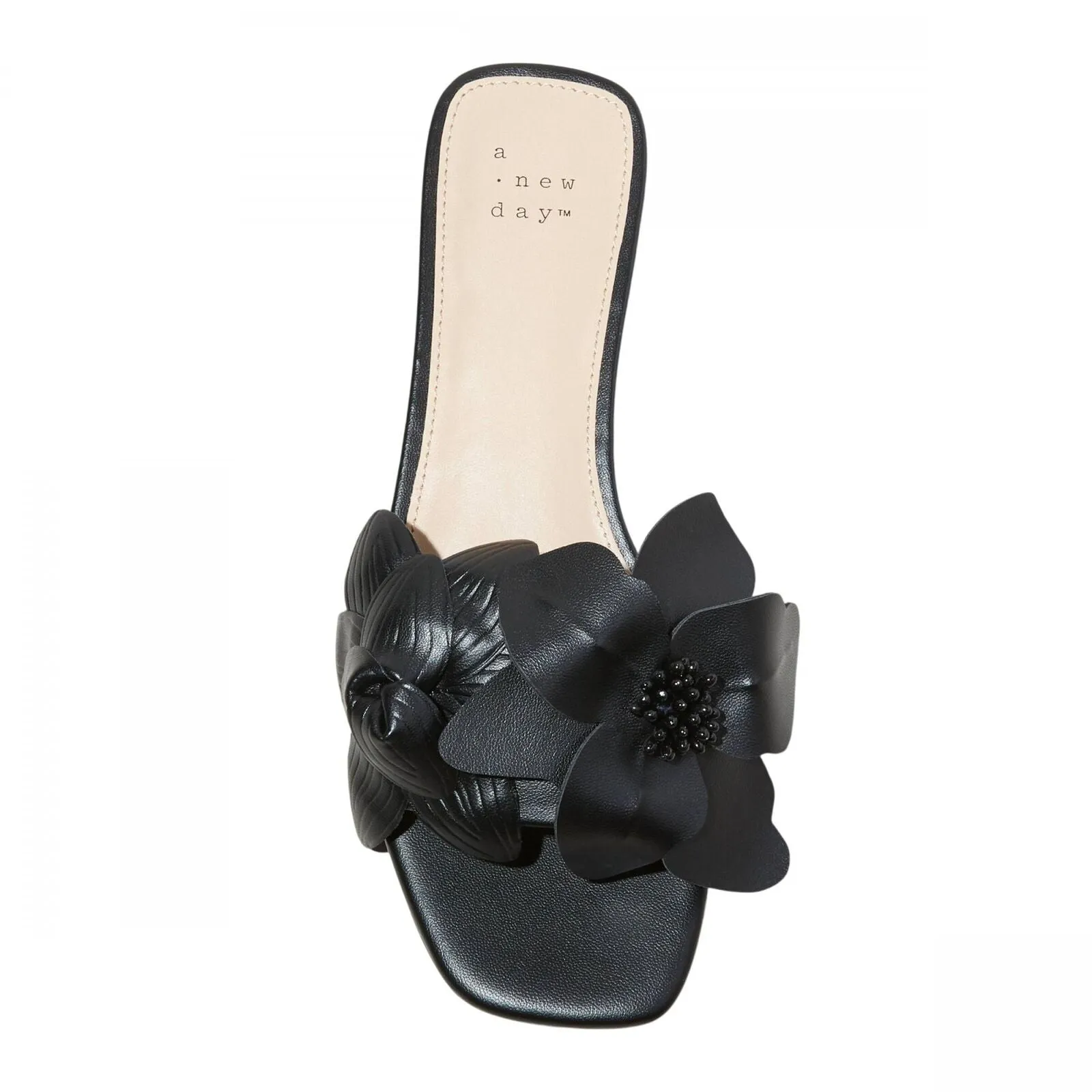 A New Day Womens Alyssa Floral Slide Sandals 89529987 Black 9.5M