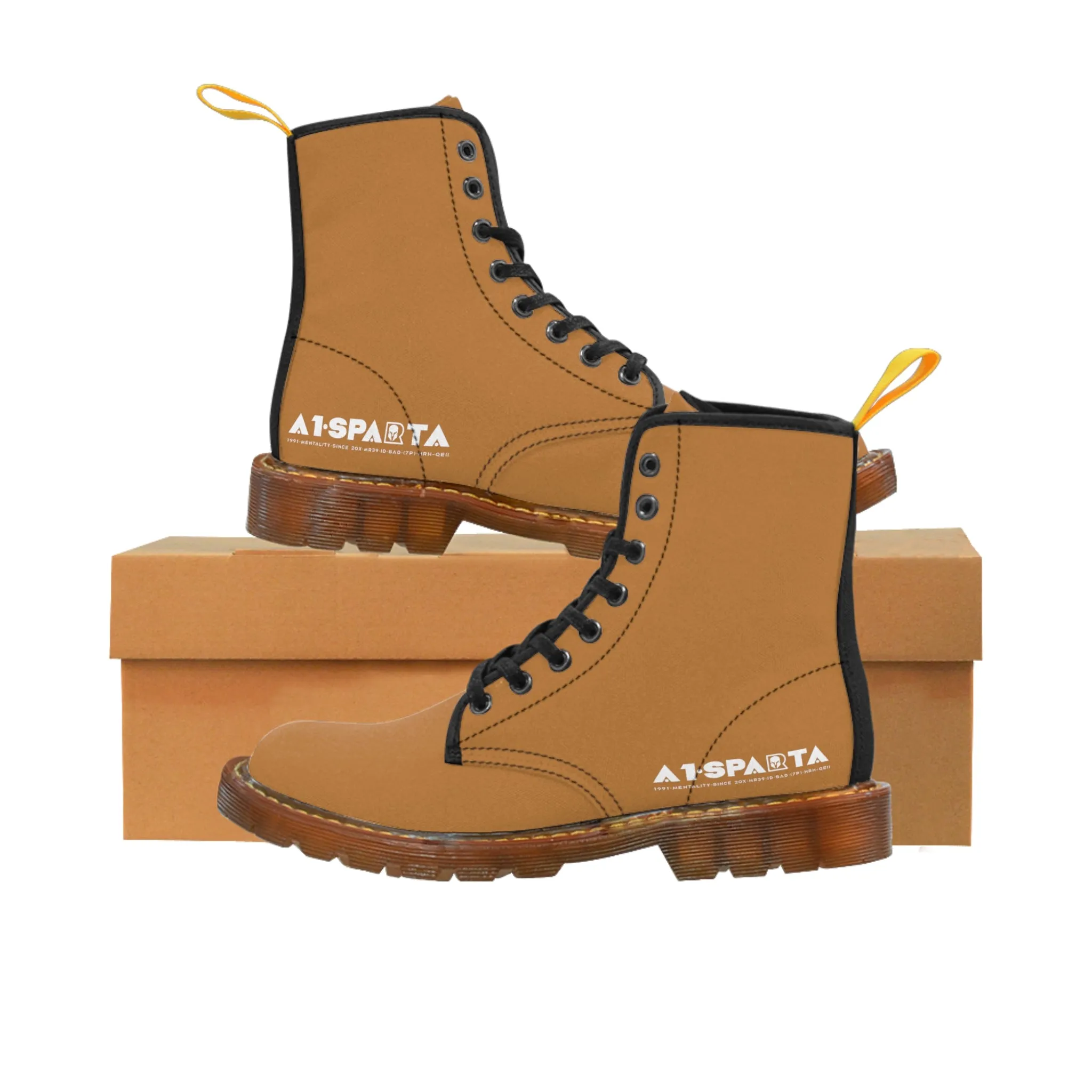 A1-Peace Sparta  Light Brown Canvas Boots AOP