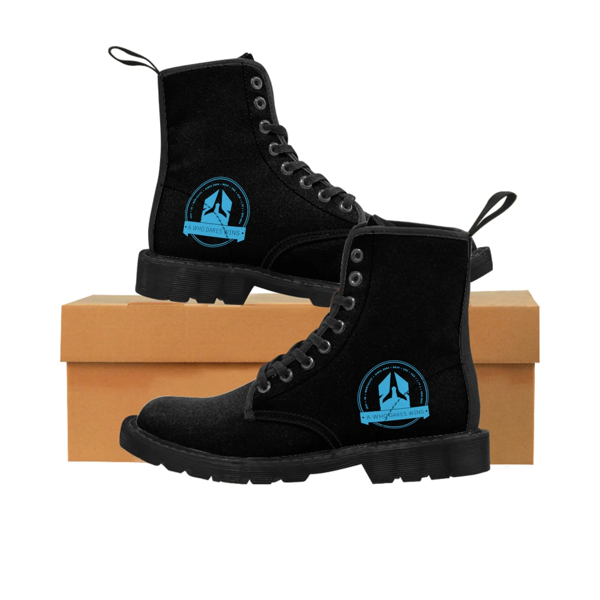 A1Who Dares Wins Black Canvas Boots