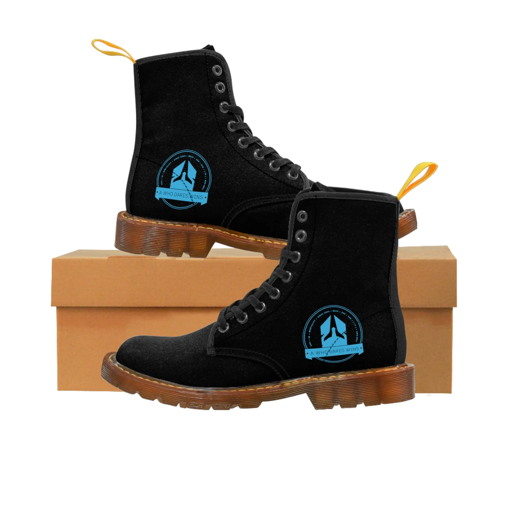 A1Who Dares Wins Black Canvas Boots