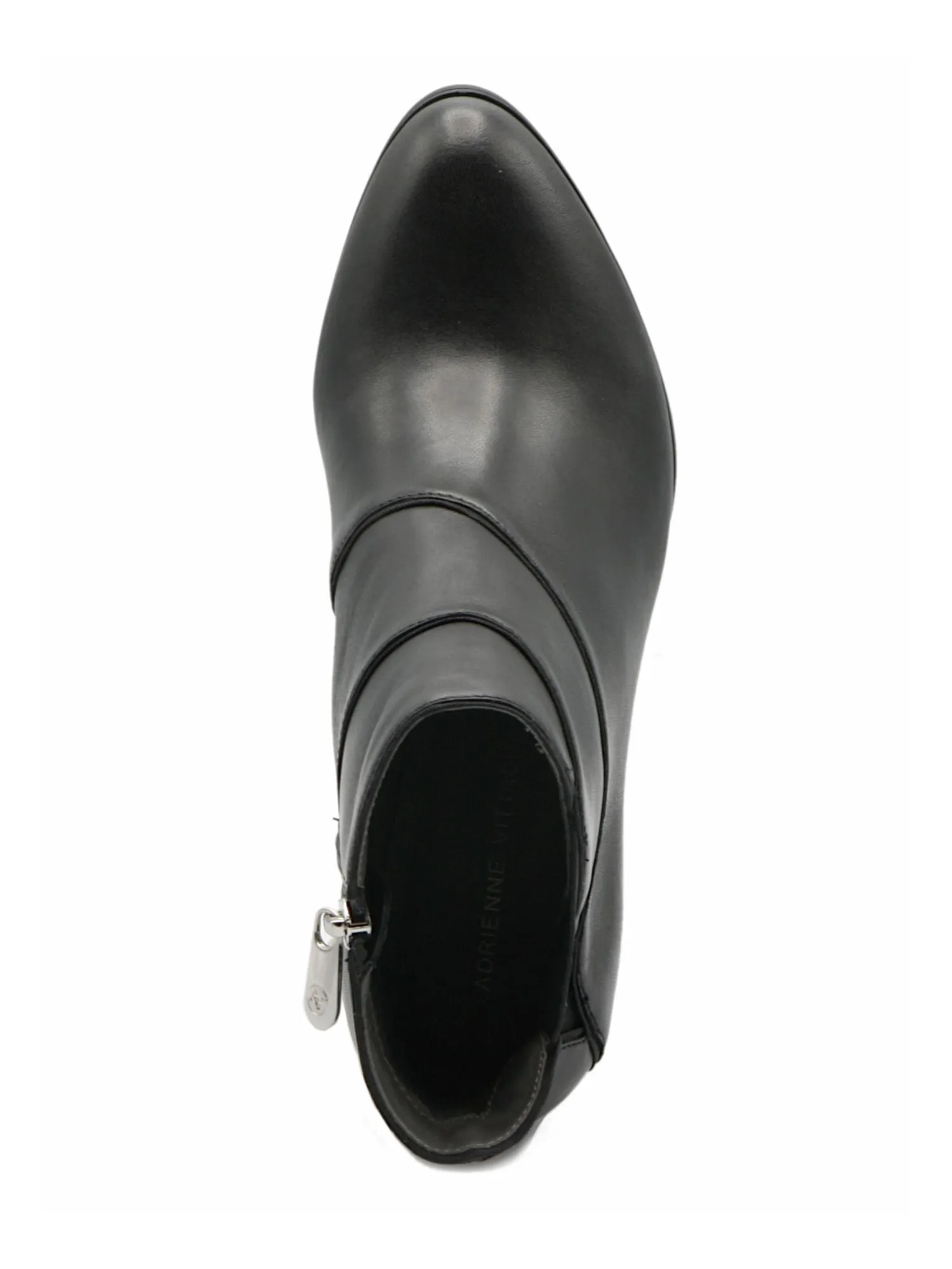 ADRIENNE VITTADINI Womens Black Side Gore Cushioned Trella Almond Toe Stacked Heel Zip-Up Leather Booties M