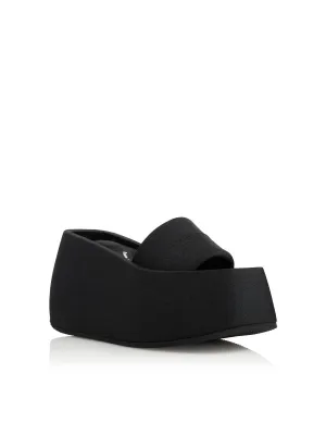 ALEXANDER WANG Womens Black 2 Wedge Padded Taji Square Toe Wedge Slip On Sandals Shoes