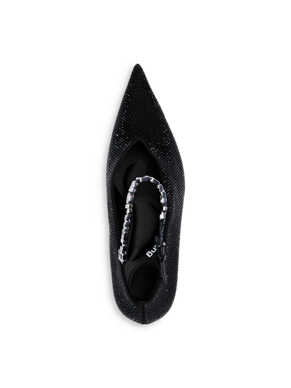 ALEXANDER WANG Womens Black Padded Deep-V Going Logo  Hardware Embellished Ankle Strap Delphine Pointed Toe Stiletto Buckle Dress Pumps Shoes