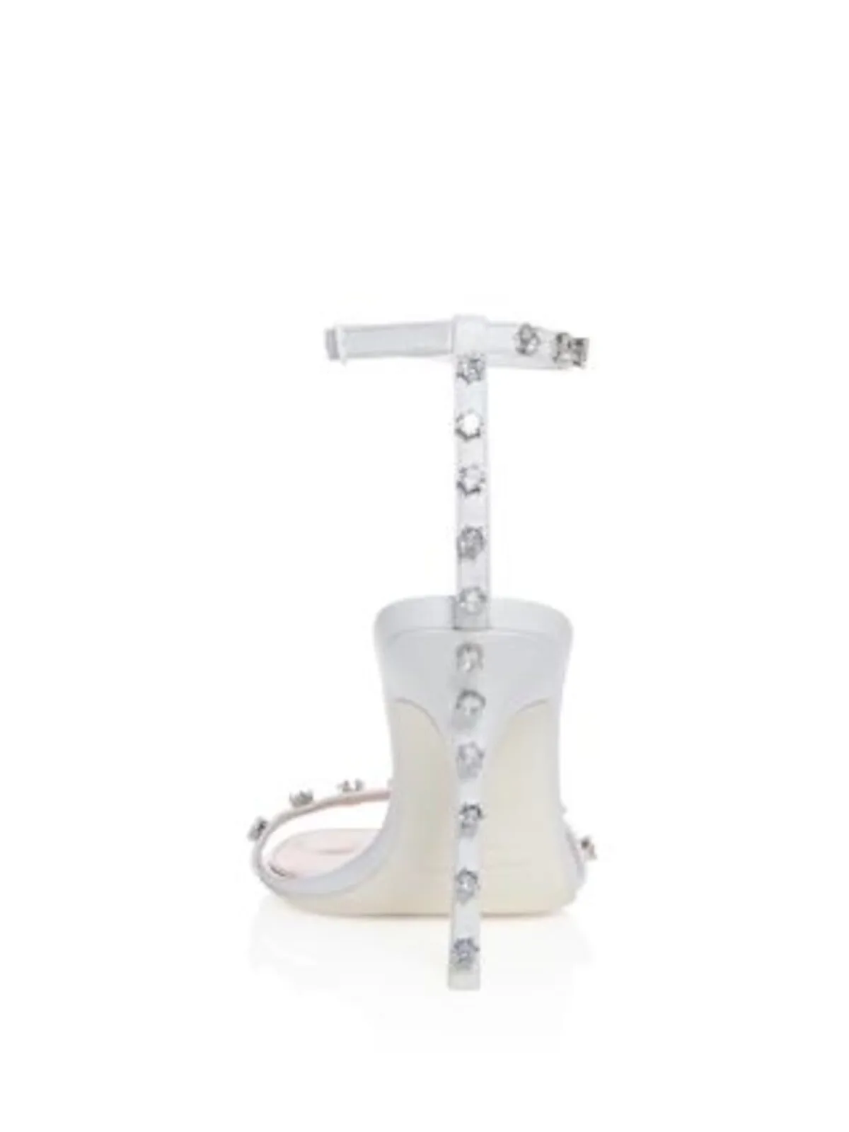 ALEXANDER WANG Womens White Embellished Ankle Strap Cushioned Nicki 105 Round Toe Stiletto Buckle Leather Dress Heeled