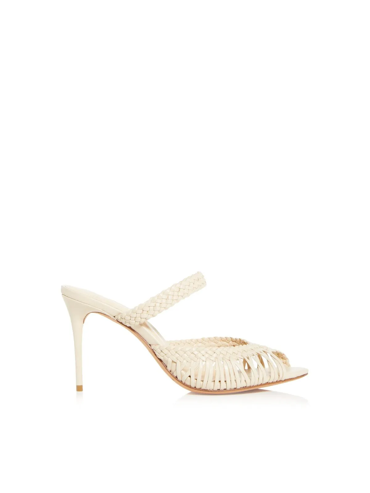 ALEXANDRE BIRMAN Womens Beige Strappy Braided Padded Agatha Peep Toe Stiletto Slip On Leather Heeled