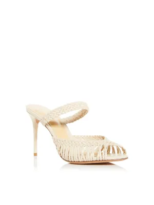 ALEXANDRE BIRMAN Womens Beige Strappy Braided Padded Agatha Peep Toe Stiletto Slip On Leather Heeled