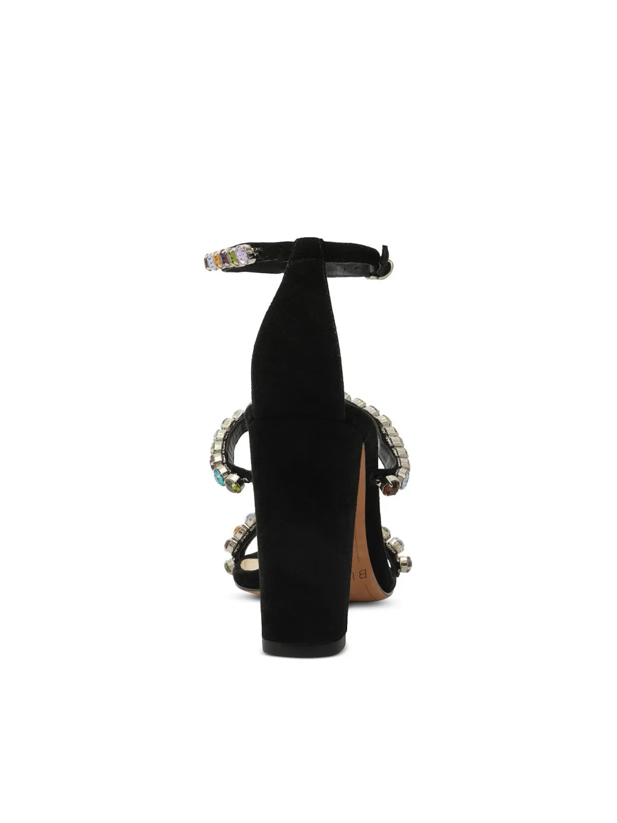 ALEXANDRE BIRMAN Womens Black Ankle Strap Padded Embellished Strappy Alexa Almond Toe Block Heel Buckle Leather Dress Heeled