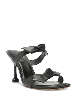 ALEXANDRE BIRMAN Womens Black Knotted Cushioned Clarita Square Toe Sculpted Heel Slip On Leather Dress Heeled