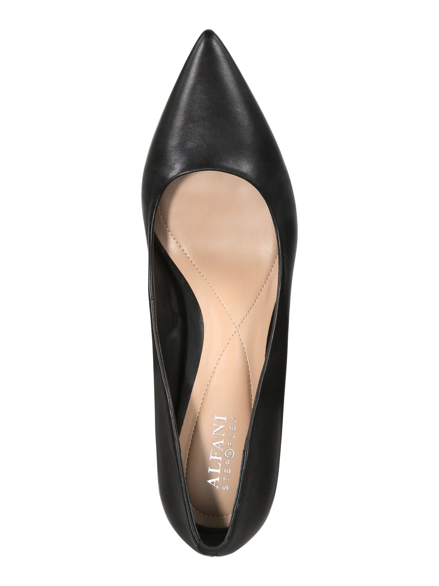 ALFANI Womens Black Cushioned Padded Jeules Pointed Toe Stiletto Slip On Leather Pumps Shoes M