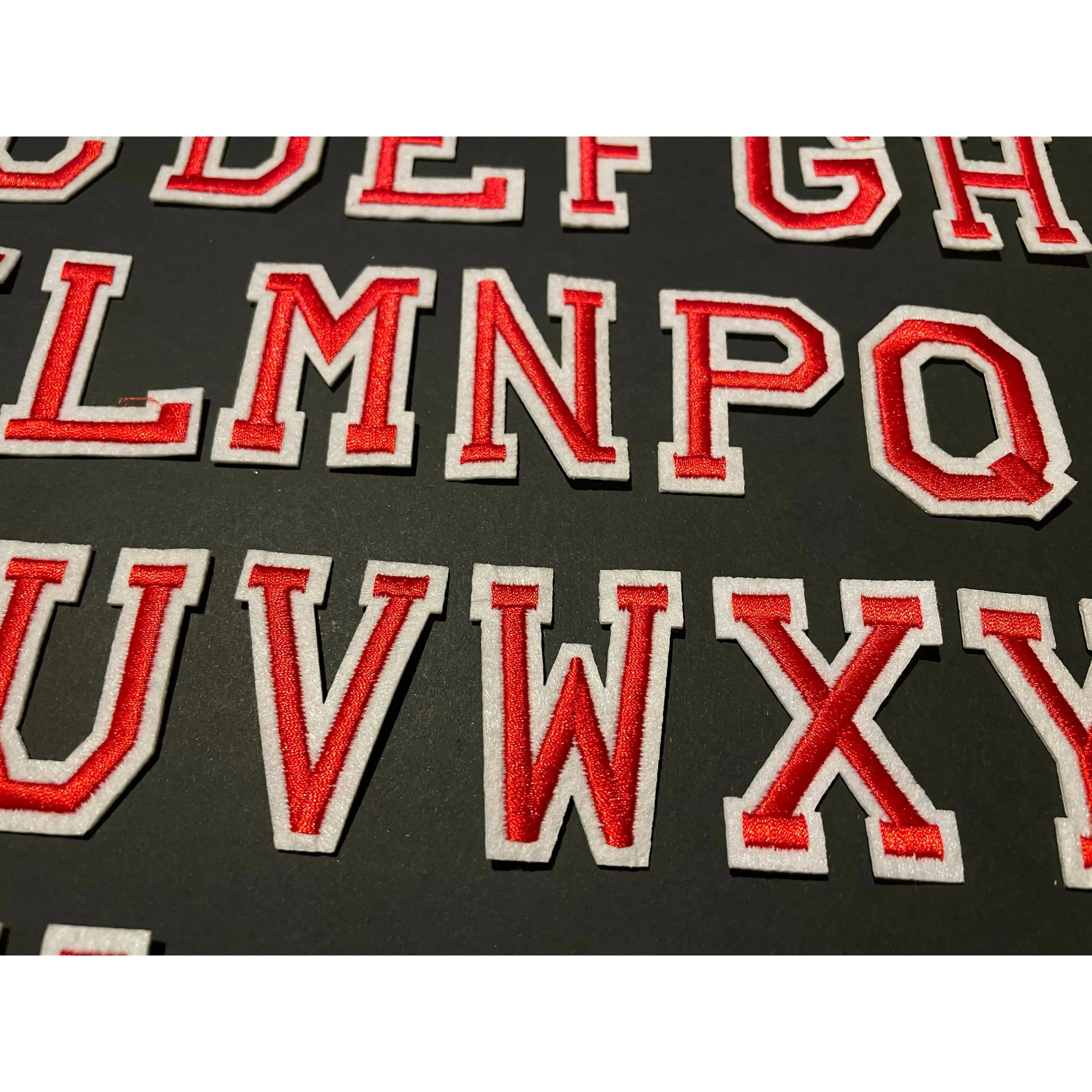 Alphabet Iron On Patches - Red & White