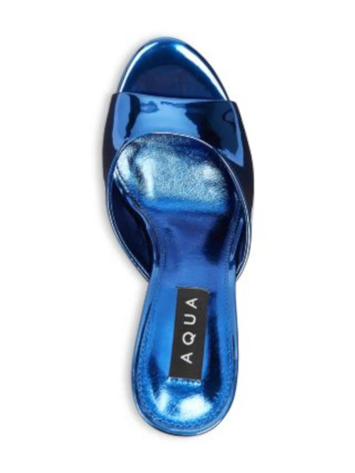 AQUA Womens Blue Metallic Padded Lucid Peep Toe Stiletto Slip On Heeled