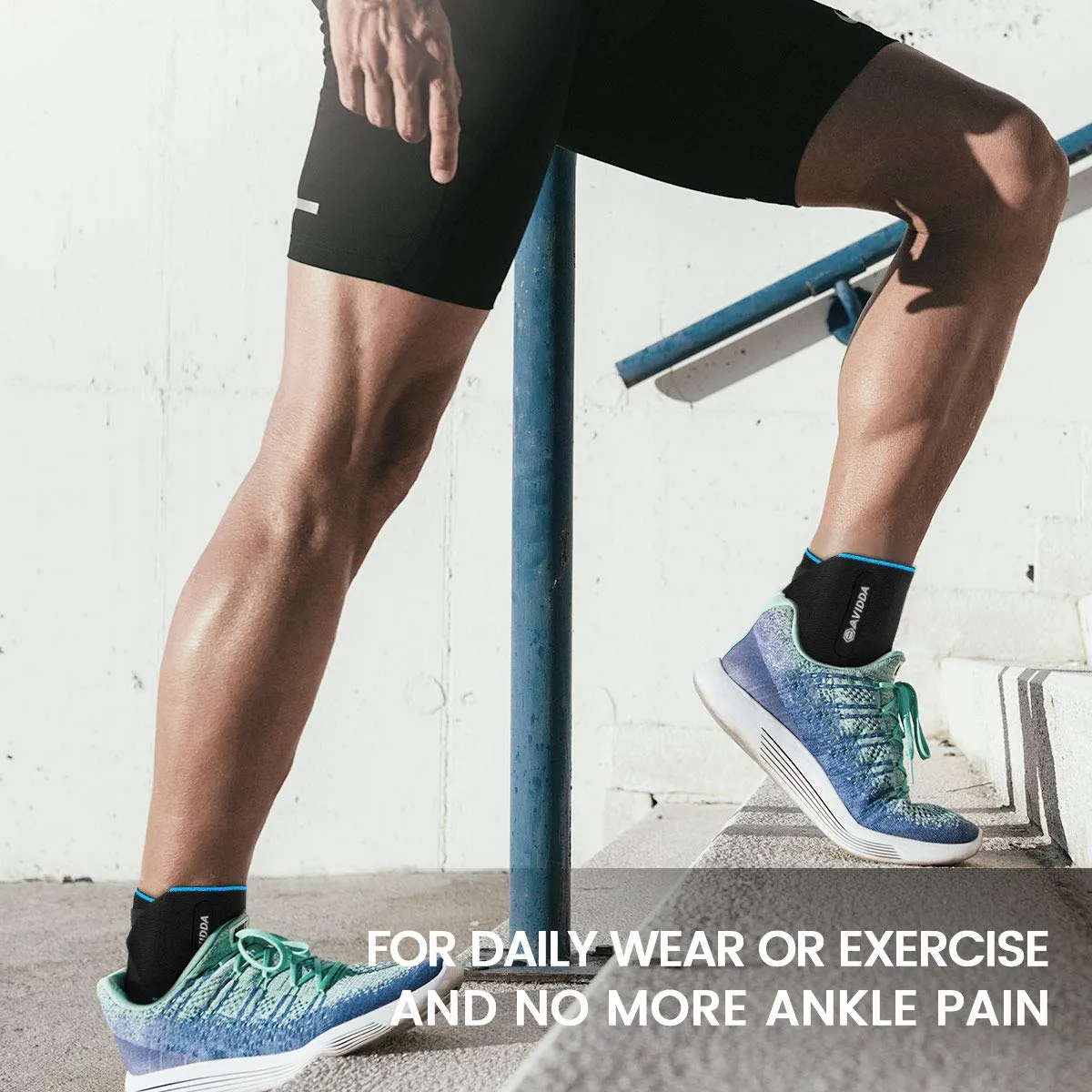 AVIDDA Ankle Supports 2 Pack - Adjustable Ankle Brace Compression Ankle Wrap Strap for Sprained Ankle, Achilles Tendon, Sports, Running Blue