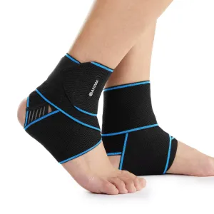 AVIDDA Ankle Supports 2 Pack - Adjustable Ankle Brace Compression Ankle Wrap Strap for Sprained Ankle, Achilles Tendon, Sports, Running Blue