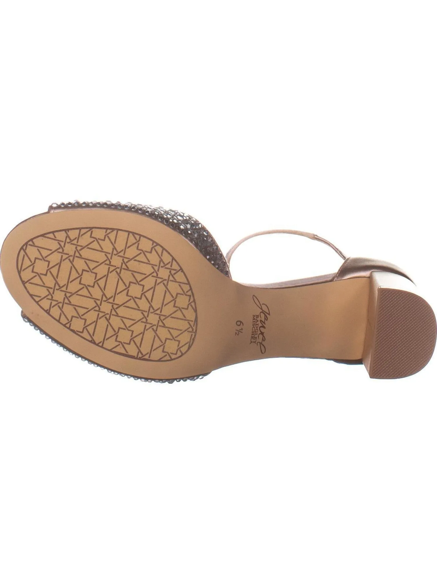 BADGLEY MISCHKA Womens Beige Rhinestone Ankle Strap Sycamore Round Toe Block Heel Buckle Dress Sandals Shoes