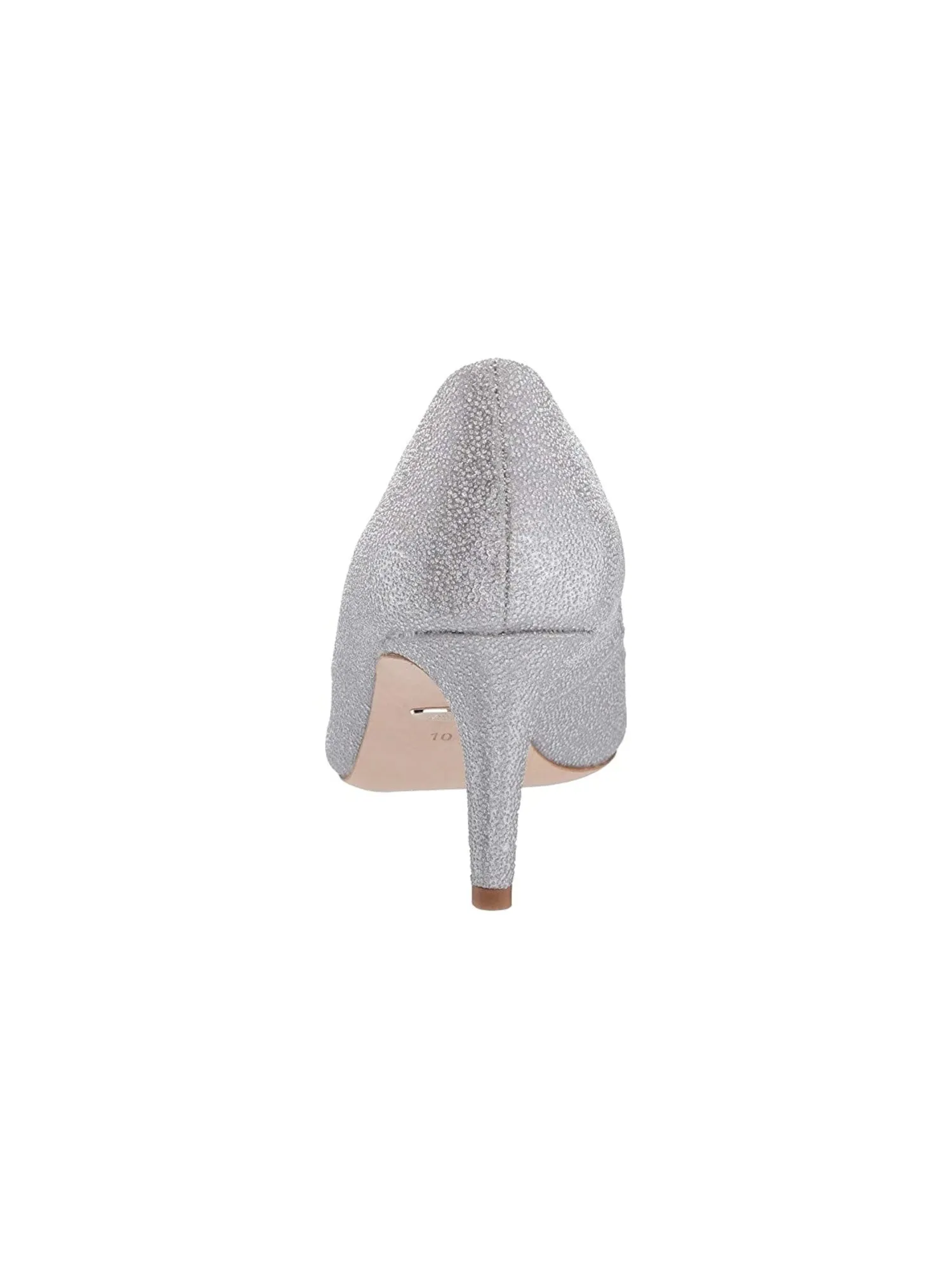 BADGLEY MISCHKA Womens Silver Glitter Embellished Padded Carrie Pointed Toe Stiletto Slip On Dress Pumps Shoes M