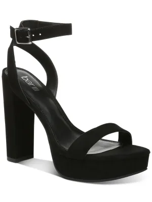 BAR III Womens Black 1-1/2" Platform Ankle Strap Cushioned Ivy Round Toe Block Heel Buckle Dress Heeled M