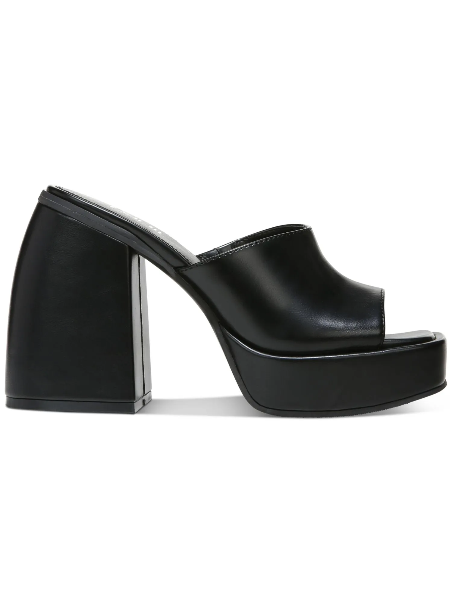 BAR III Womens Black 1-1/2" Platform Padded Goring Nessa Square Toe Sculpted Heel Slip On Leather Heeled M