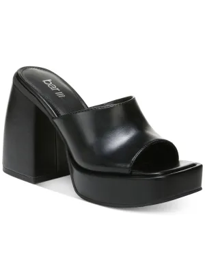 BAR III Womens Black 1-1/2" Platform Padded Goring Nessa Square Toe Sculpted Heel Slip On Leather Heeled M