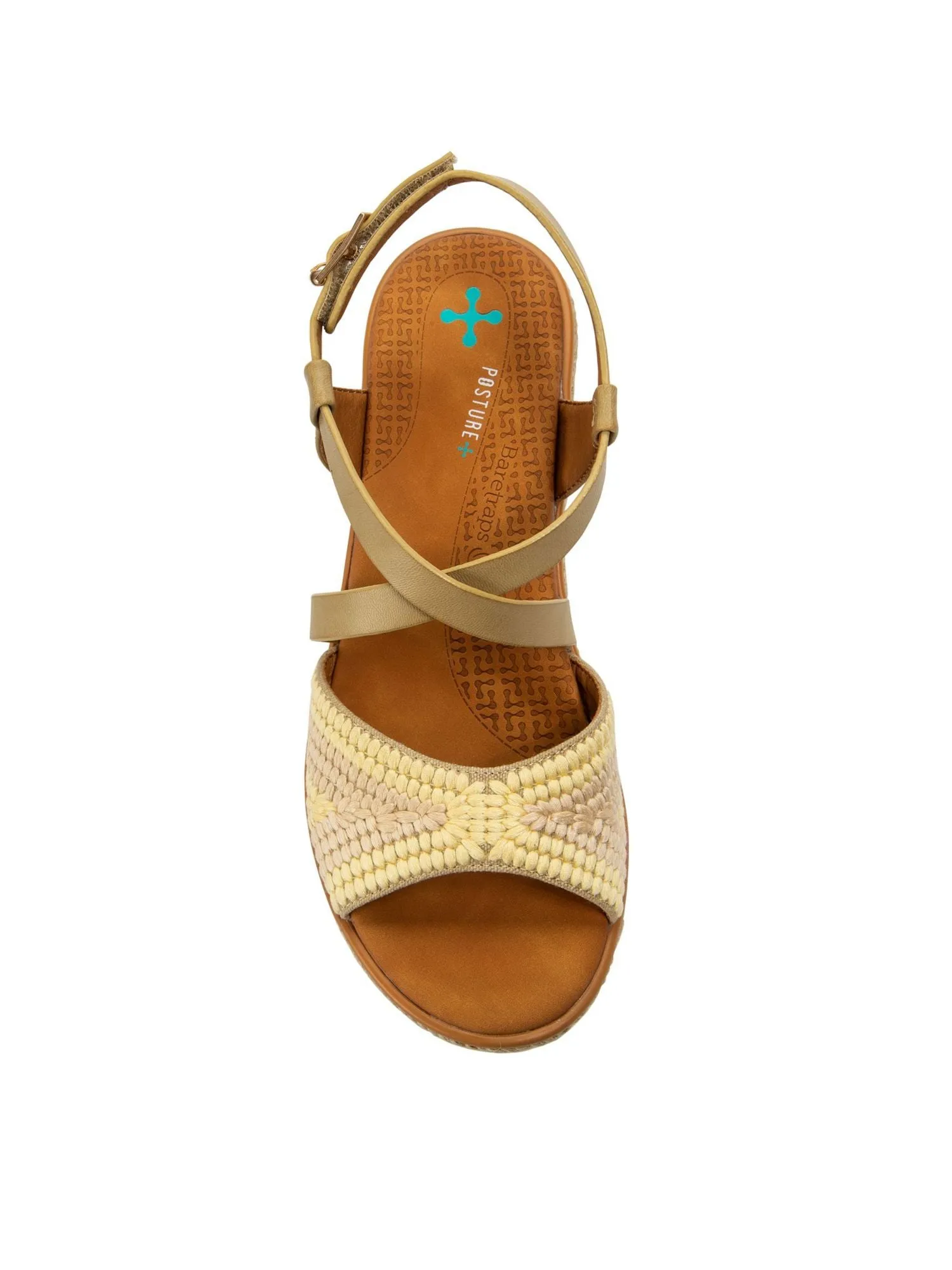 BARETRAPS Womens Beige Woven 1" Platform Jute Wrapped Heel Cup Cushioned Arch Support Adjustable Strap Ethel Round Toe Wedge Buckle Slingback Sandal M