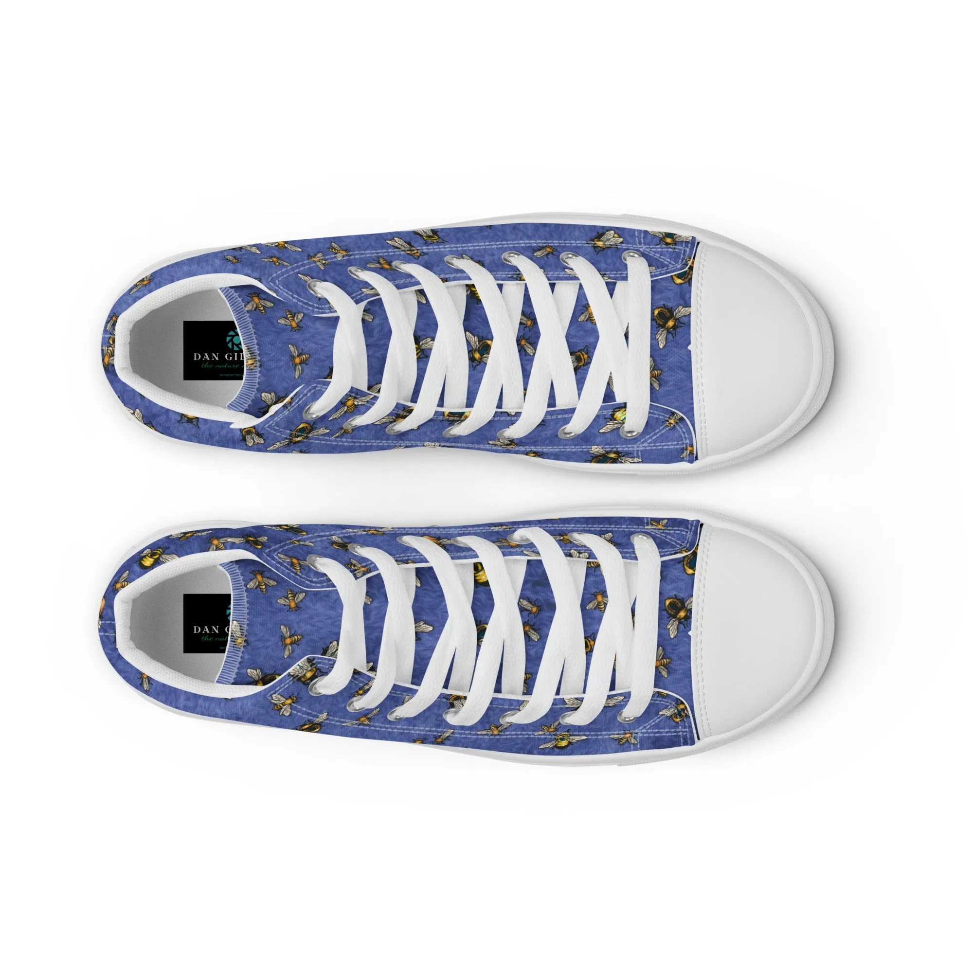 Bees on Blue - Women's High Top Canvas Shoes