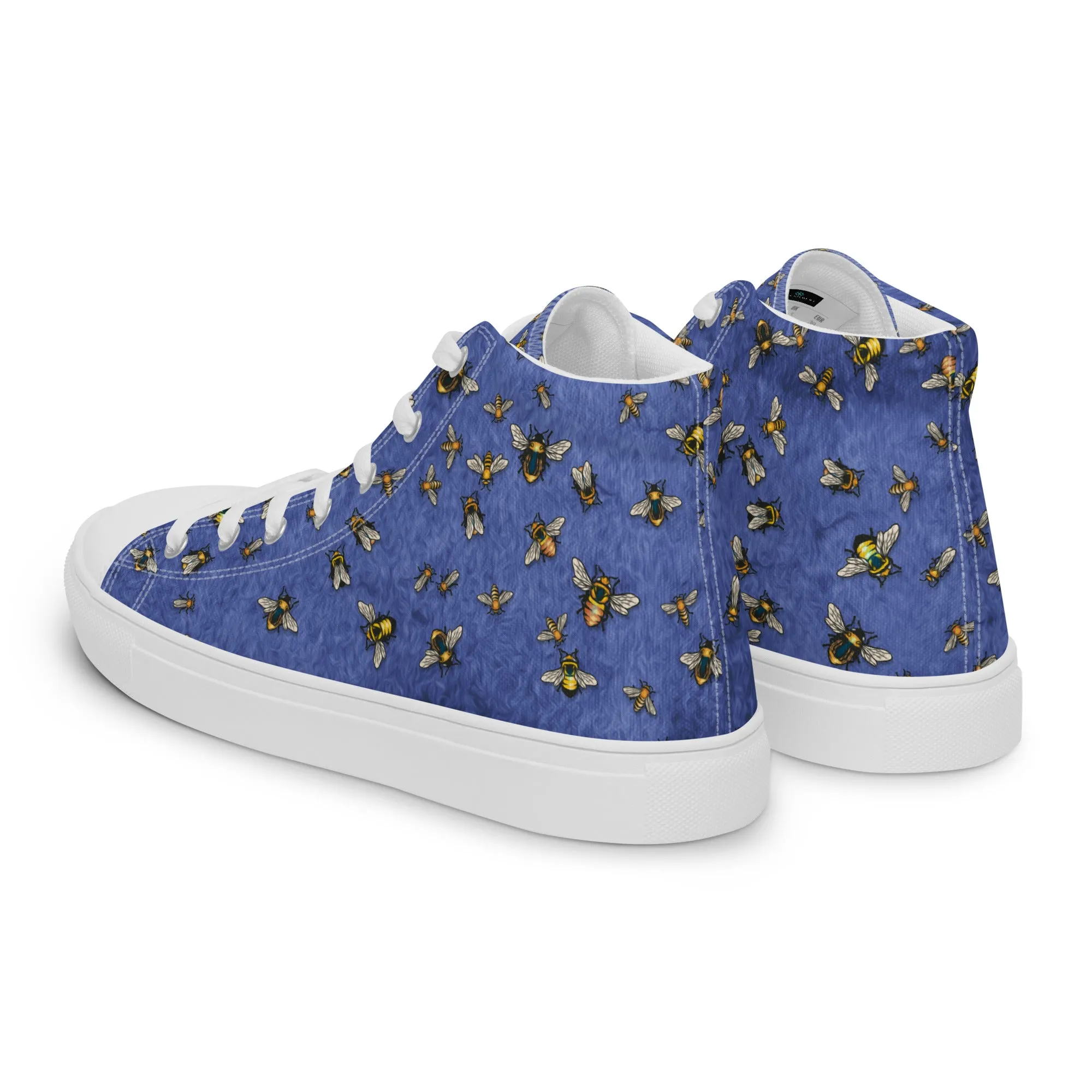 Bees on Blue - Women's High Top Canvas Shoes