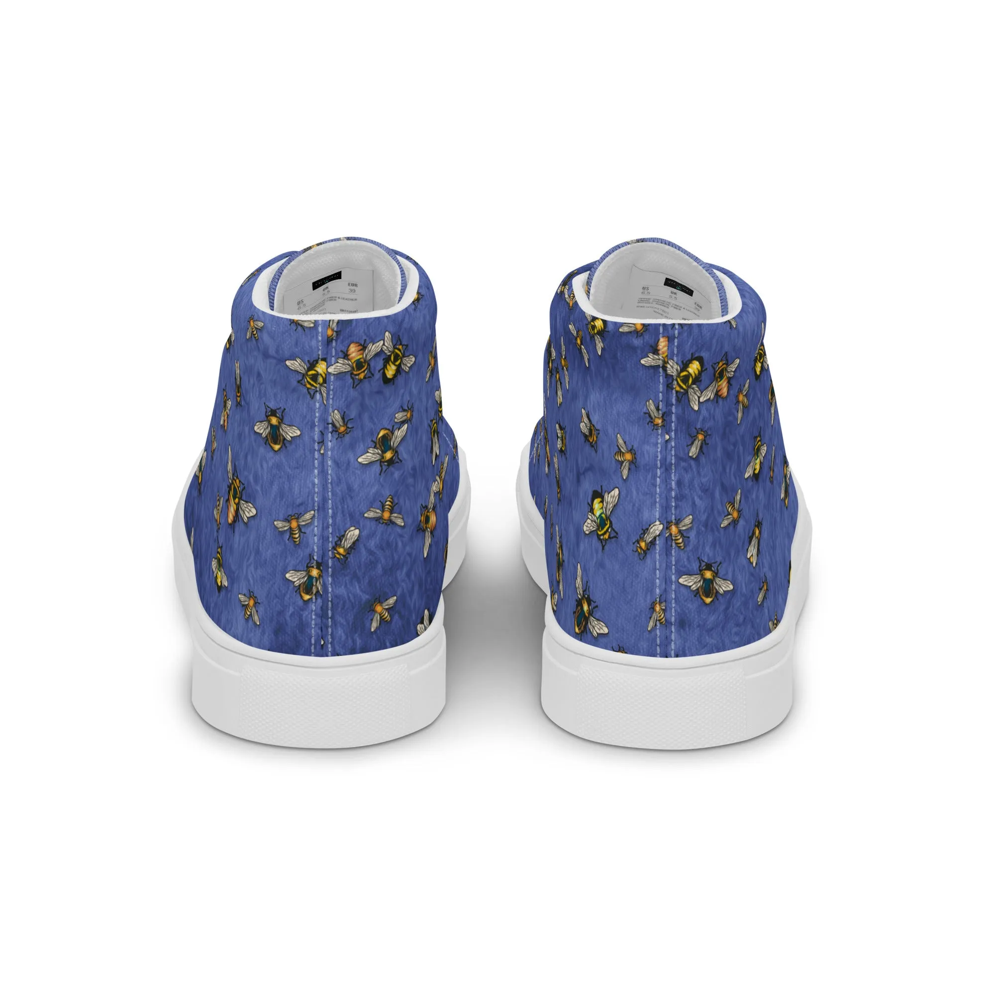 Bees on Blue - Women's High Top Canvas Shoes