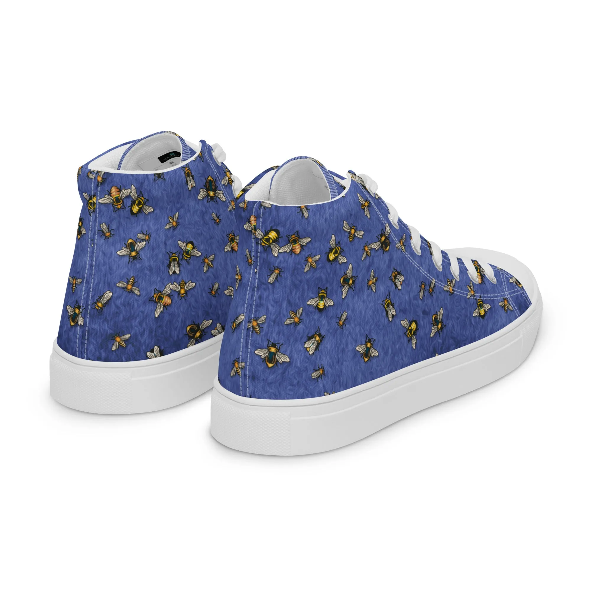 Bees on Blue - Women's High Top Canvas Shoes