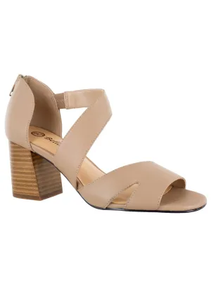 BELLA VITA Womens Beige Cushioned Korrine Round Toe Block Heel Zip-Up Leather Sandals Shoes N