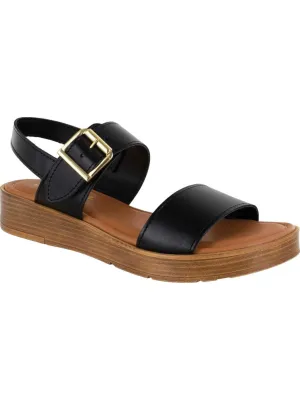 BELLA VITA Womens Black 1/2" Platform Adjustable Padded Comfort Tay-italy Round Toe Wedge Buckle Leather Slingback Sandal M
