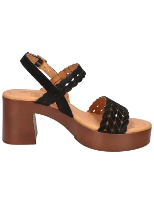 BELLA VITA Womens Black Faux Braided 1" Platform Padded Ankle Strap Jud-italy Open Toe Block Heel Buckle Leather Heeled W