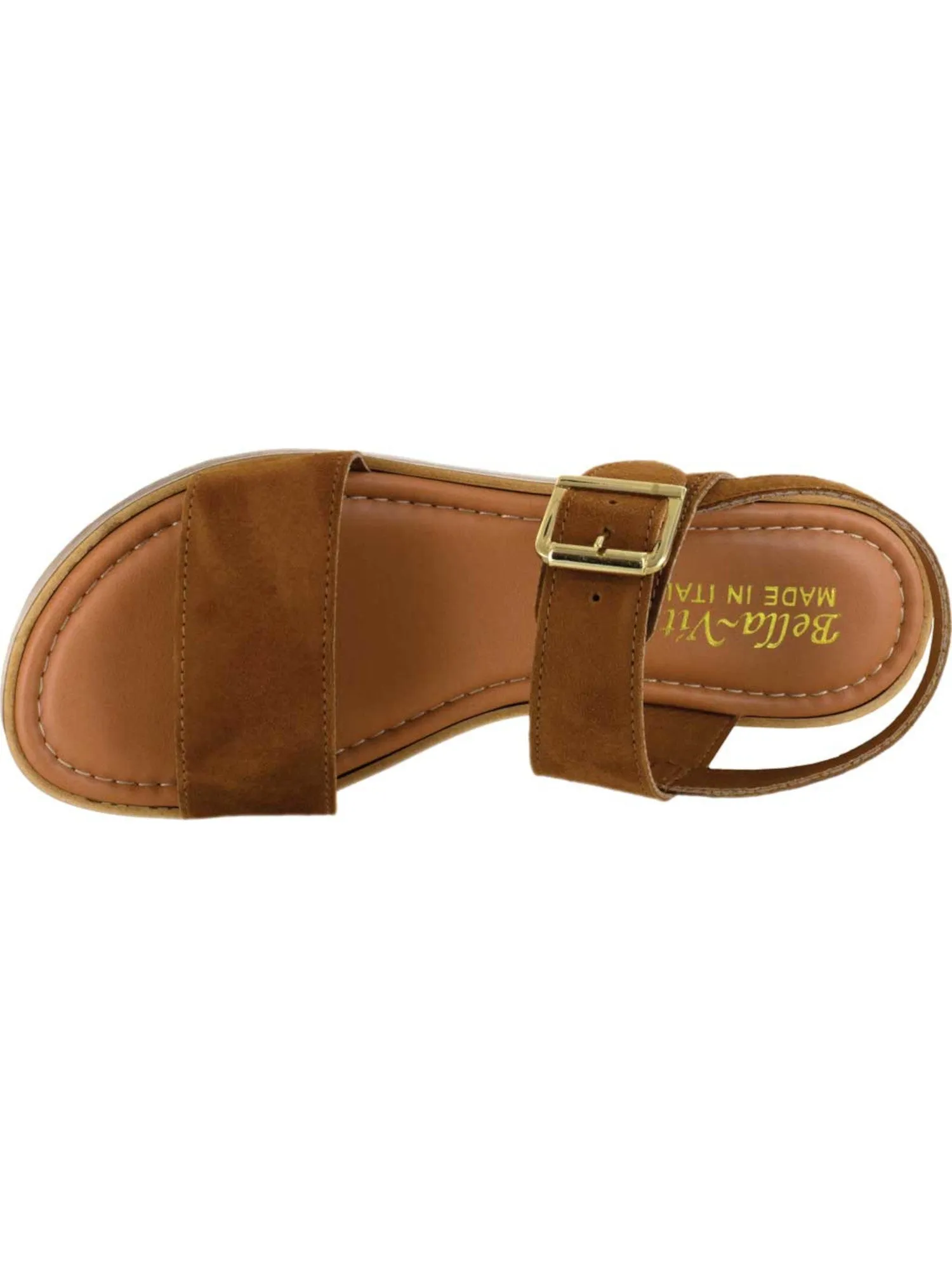 BELLA VITA Womens Brown 1/2" Platform Tay-italy Round Toe Wedge Buckle Leather Slingback Sandal WW