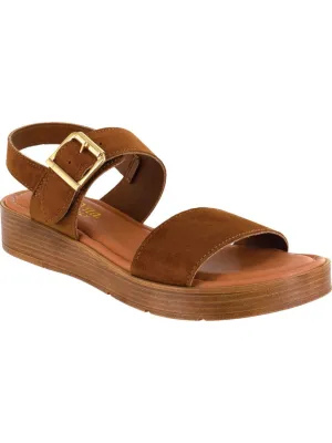 BELLA VITA Womens Brown 1/2" Platform Tay-italy Round Toe Wedge Buckle Leather Slingback Sandal WW
