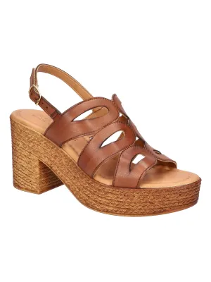 BELLA VITA Womens Brown Burnished 1" Platform Cut Out Padded Pri-italy Open Toe Platform Buckle Leather Slingback Sandal W