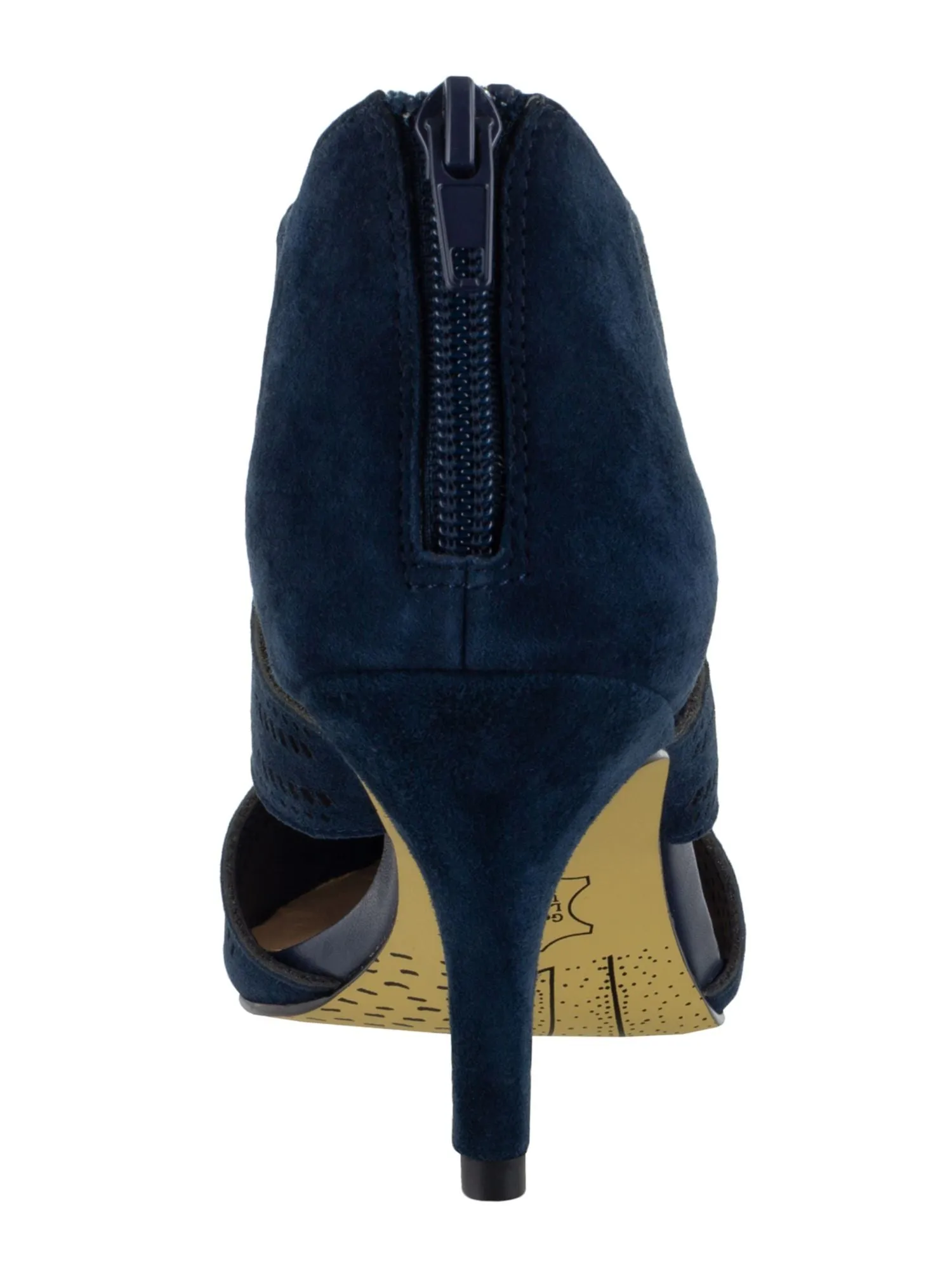 BELLA VITA Womens Navy Cushioned Perforated Hope Pointed Toe Stiletto Zip-Up Leather Dress Shootie WW