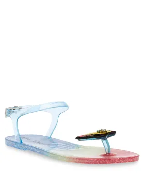 BETSEY JOHNSON Womens Rainbow Adjustable Embellished Tabby Round Toe Buckle Jelly