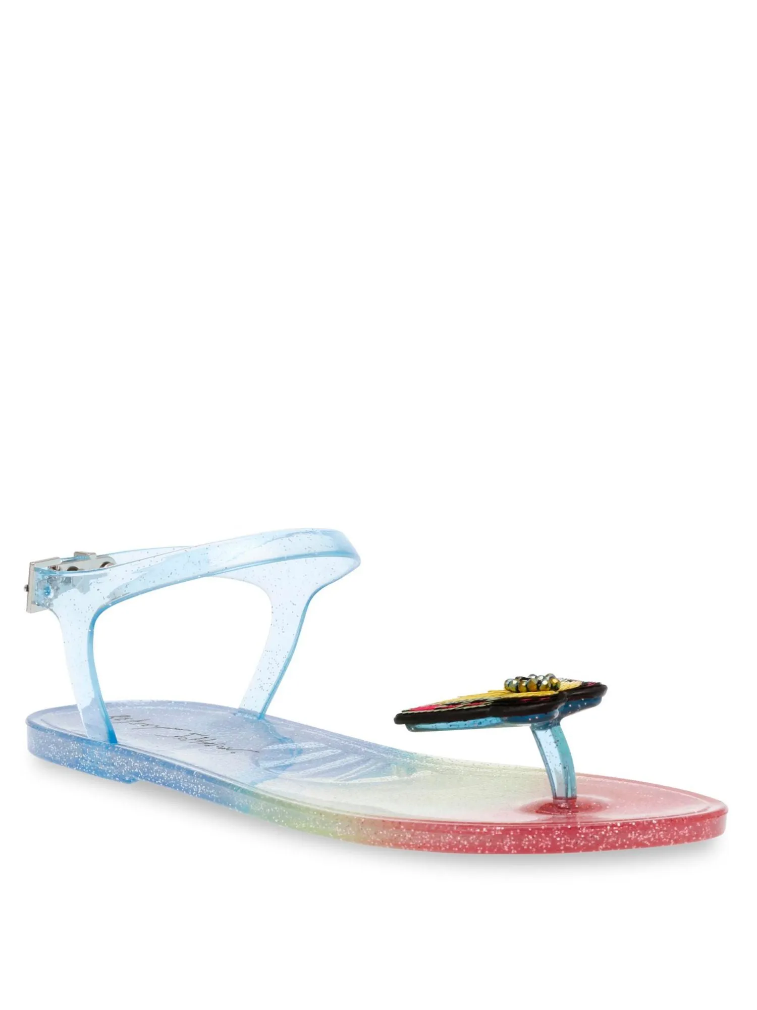 BETSEY JOHNSON Womens Rainbow Adjustable Embellished Tabby Round Toe Buckle Jelly