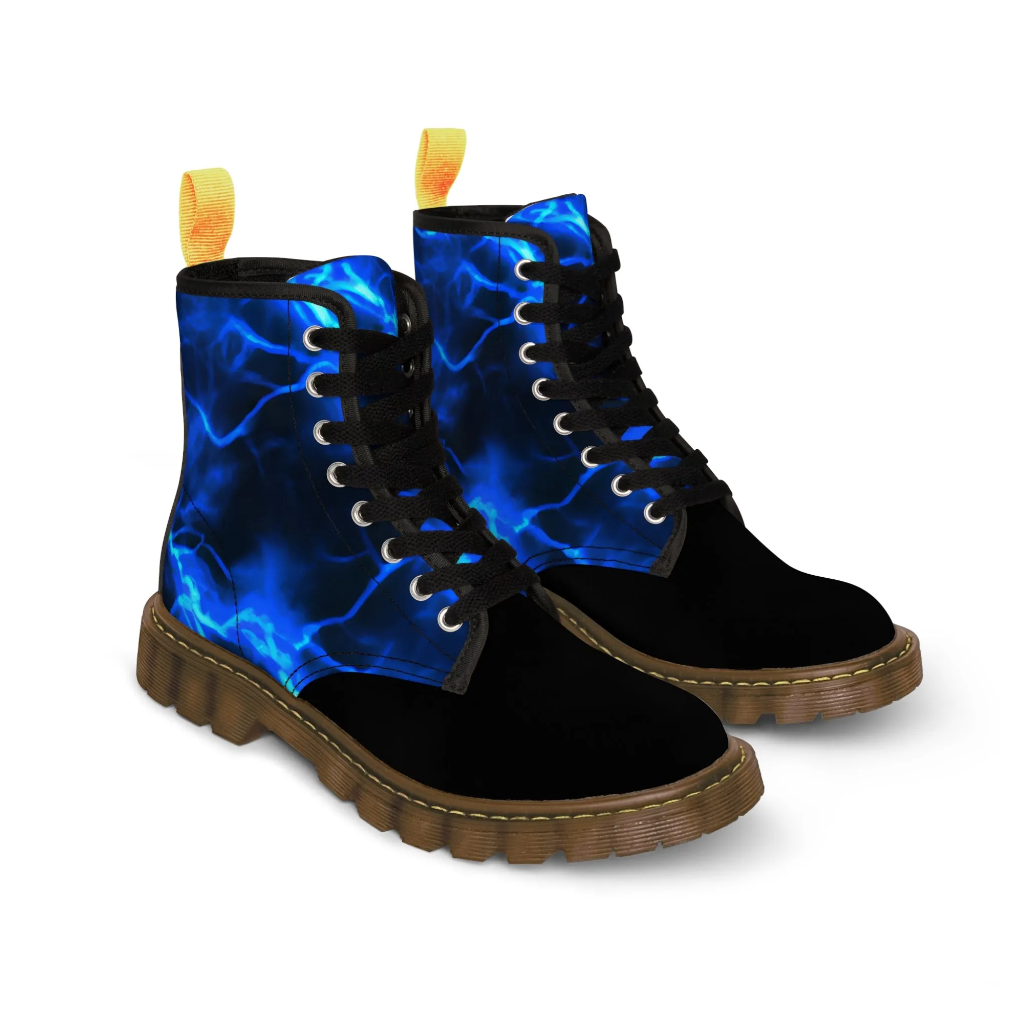 Blue Lightening Canvas Boots AOP