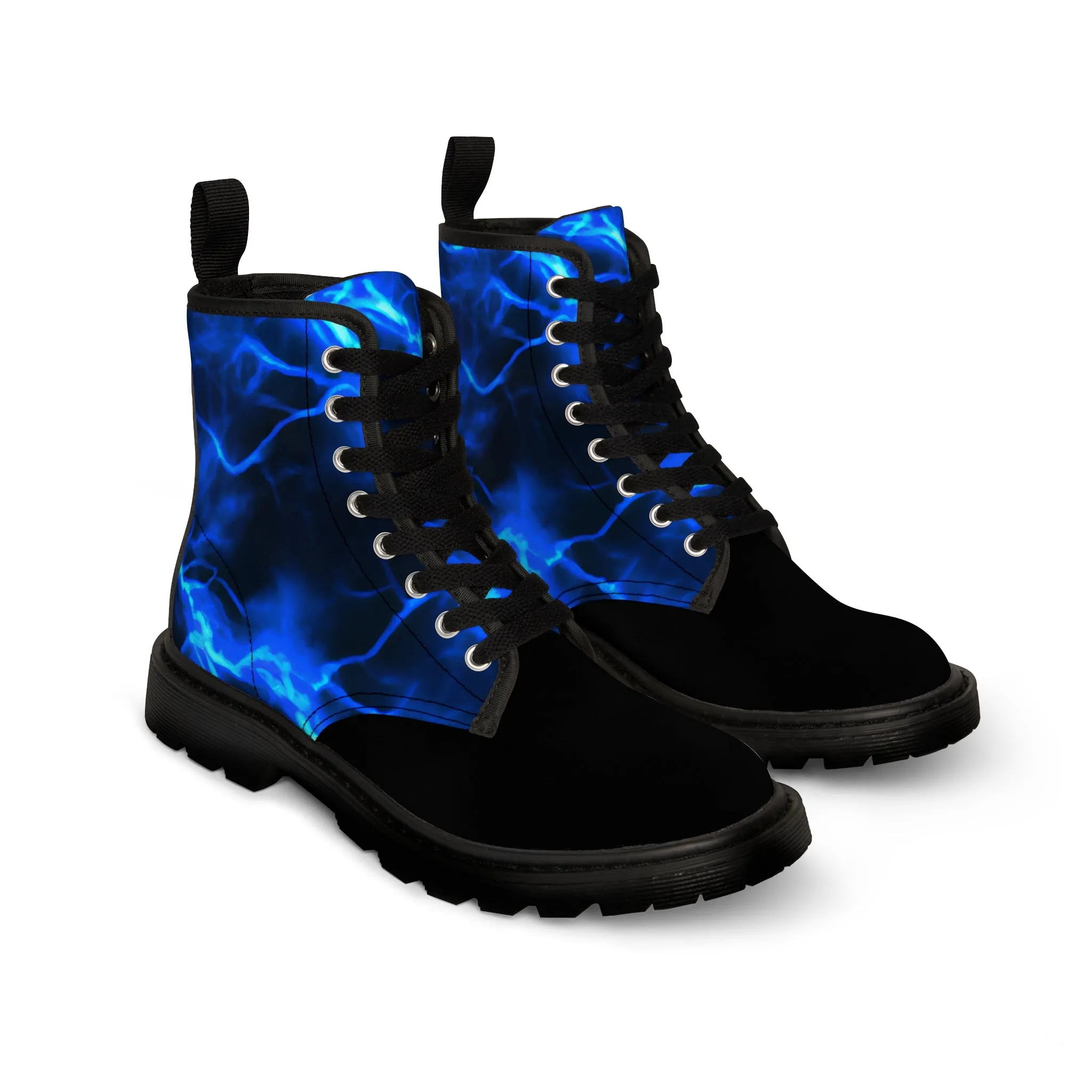 Blue Lightening Canvas Boots AOP