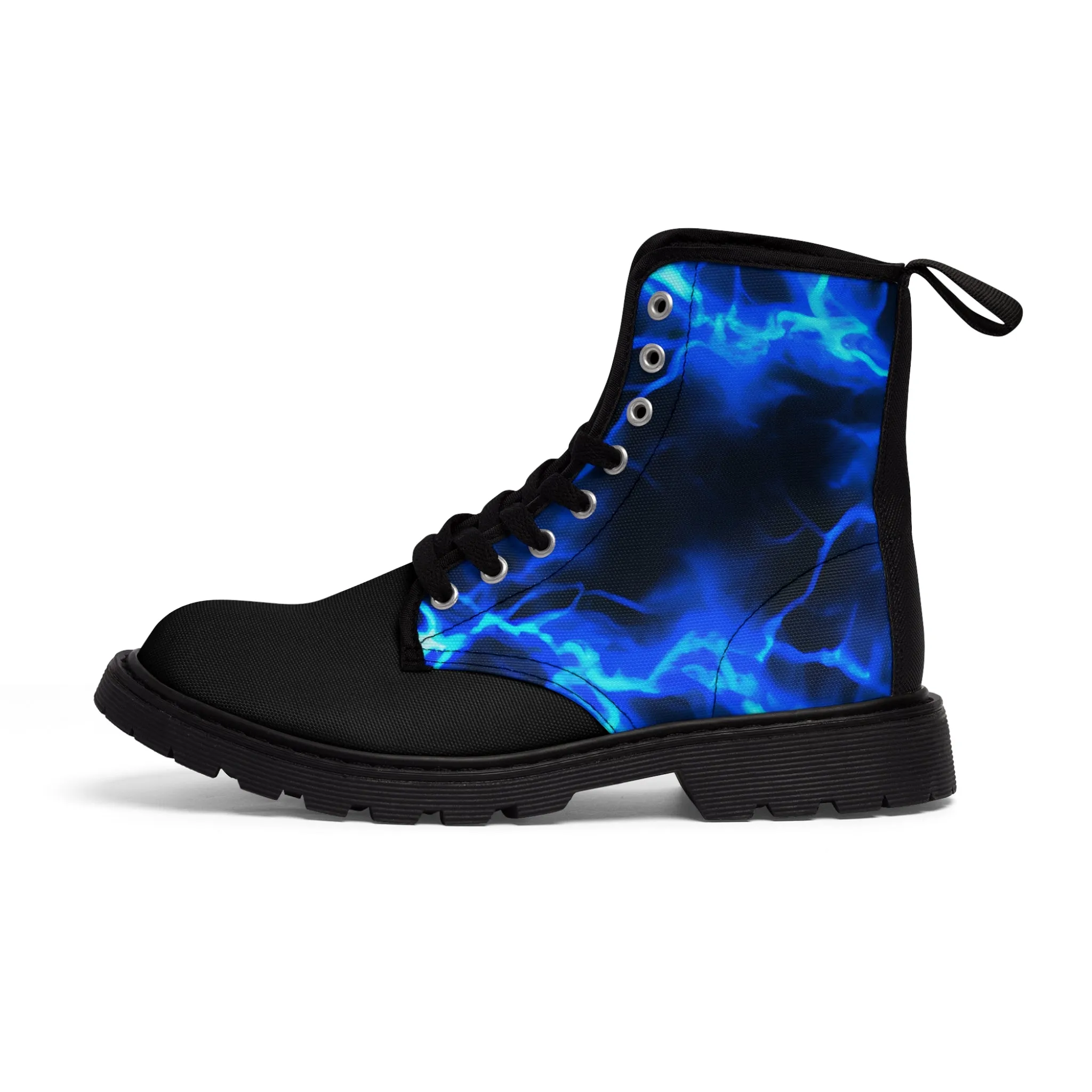 Blue Lightening Canvas Boots AOP