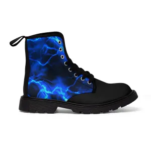 Blue Lightening Canvas Boots AOP