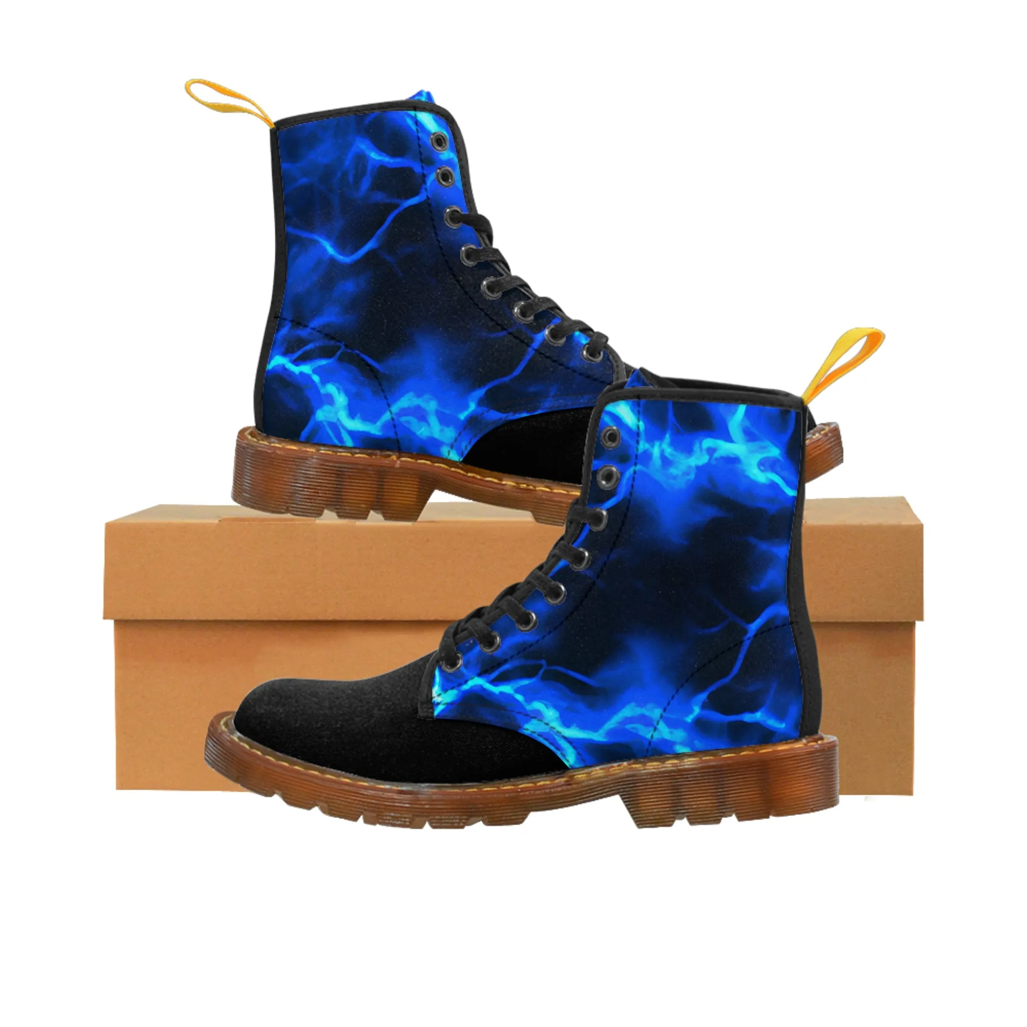 Blue Lightening Canvas Boots AOP