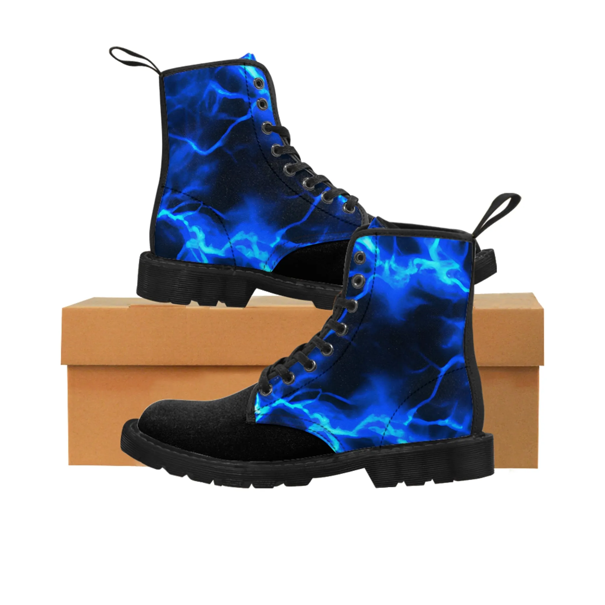 Blue Lightening Canvas Boots AOP