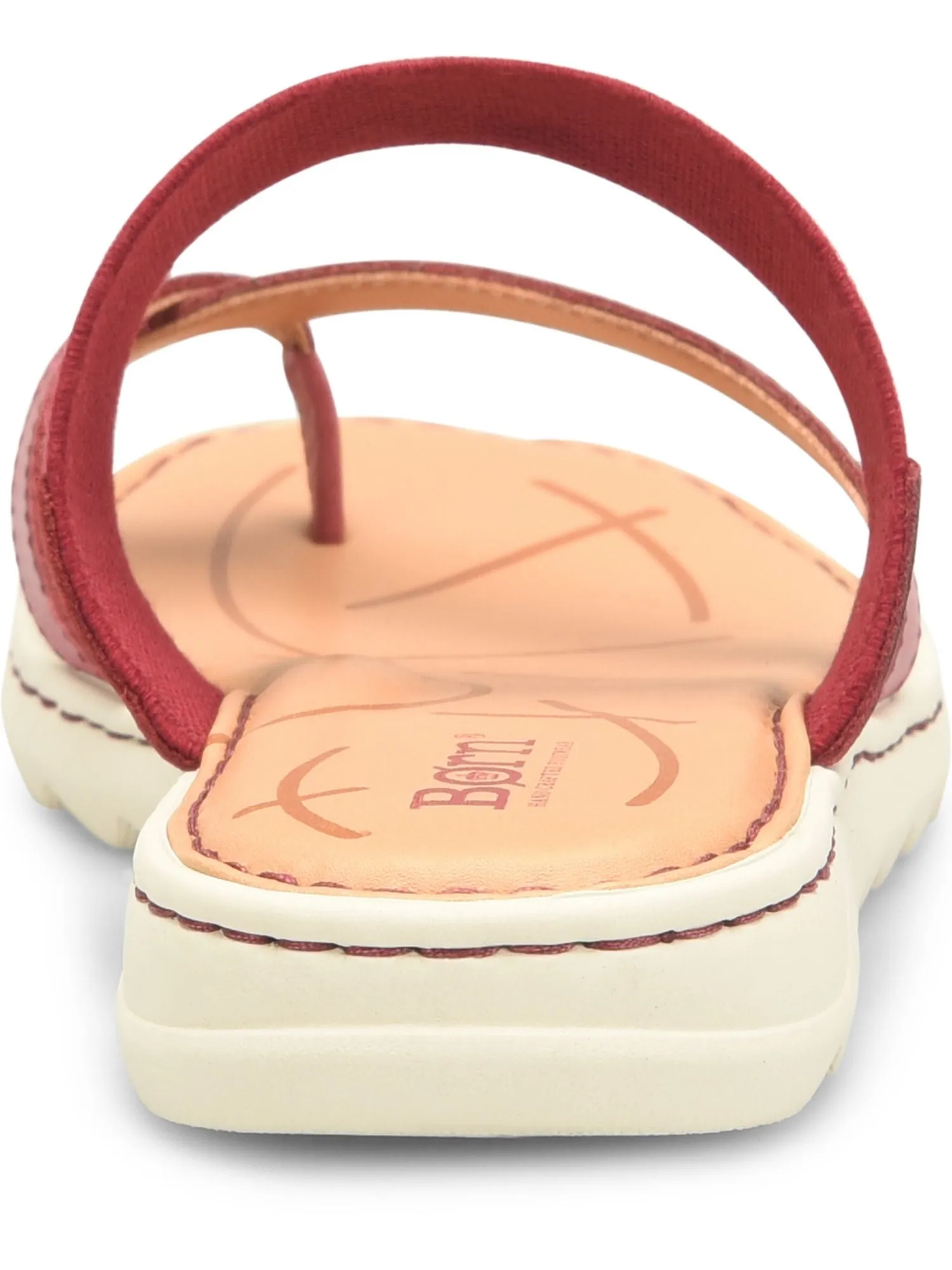 BORN Womens Red Cushioned Stretch 1/2" Platform Arch Support Breathable Bay Round Toe Wedge Slip On Leather Sandals Shoes M