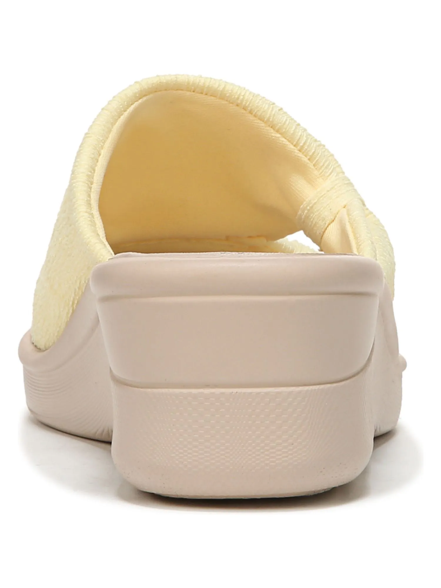 BZEES Womens Yellow 1" Platform Cutout Side Odor Control Cushioned Smile-more Round Toe Wedge Slip On Heeled W