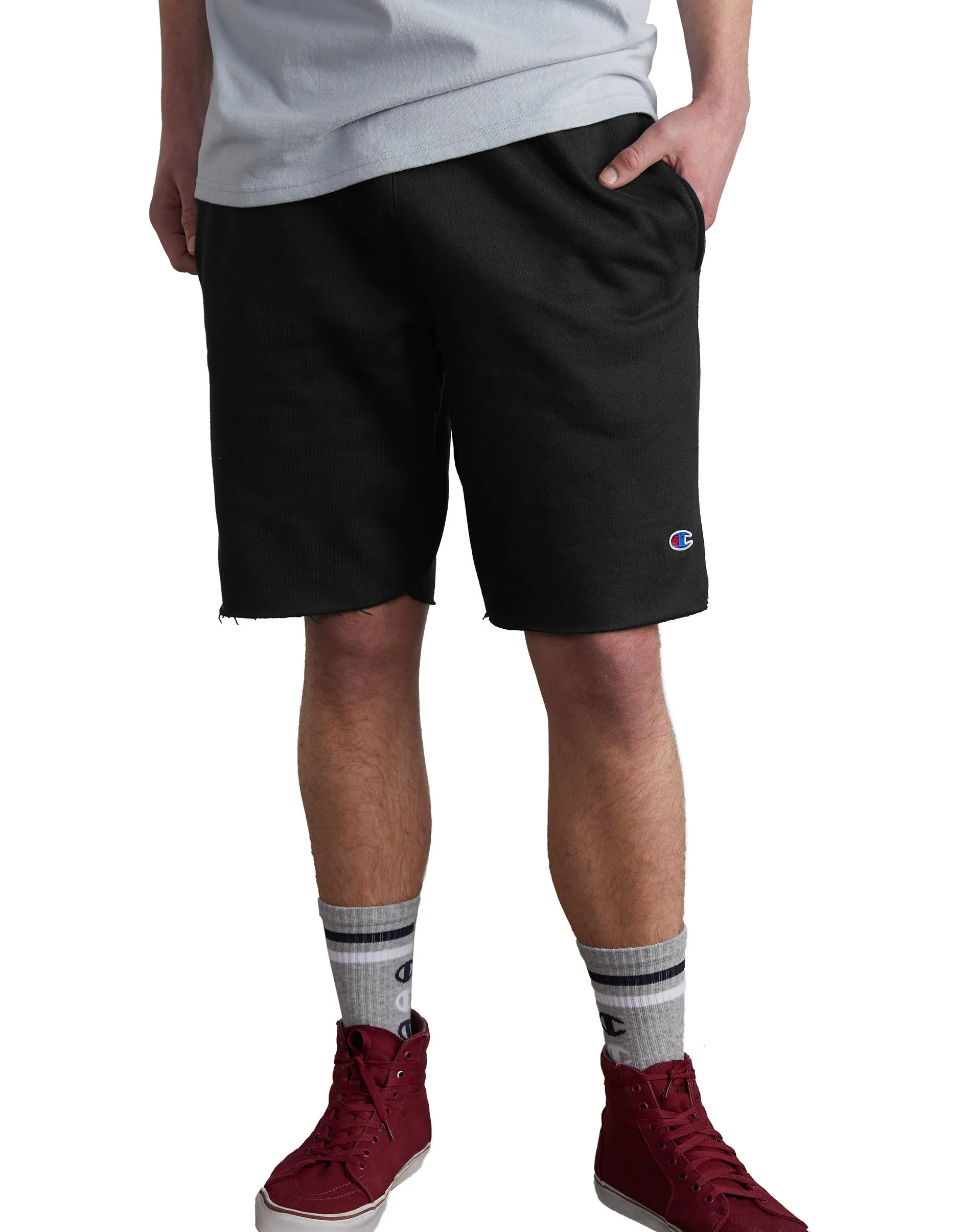 Champion-Reverse Weave Cut-Off Shorts-Black-89597