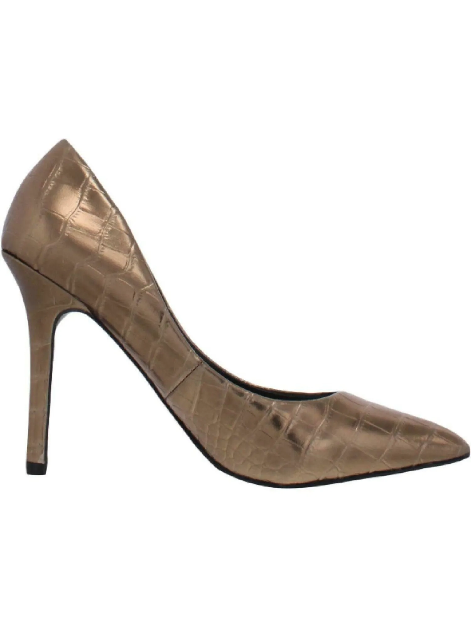 CHARLES BY CHARLES DAVID Womens Brown Croc Embossed Metallic Cushioned Maxx Pointed Toe Stiletto Slip On Dress Pumps Shoes M