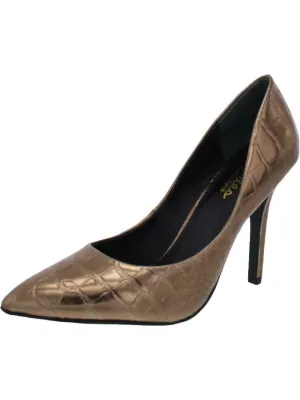 CHARLES BY CHARLES DAVID Womens Brown Croc Embossed Metallic Cushioned Maxx Pointed Toe Stiletto Slip On Dress Pumps Shoes M