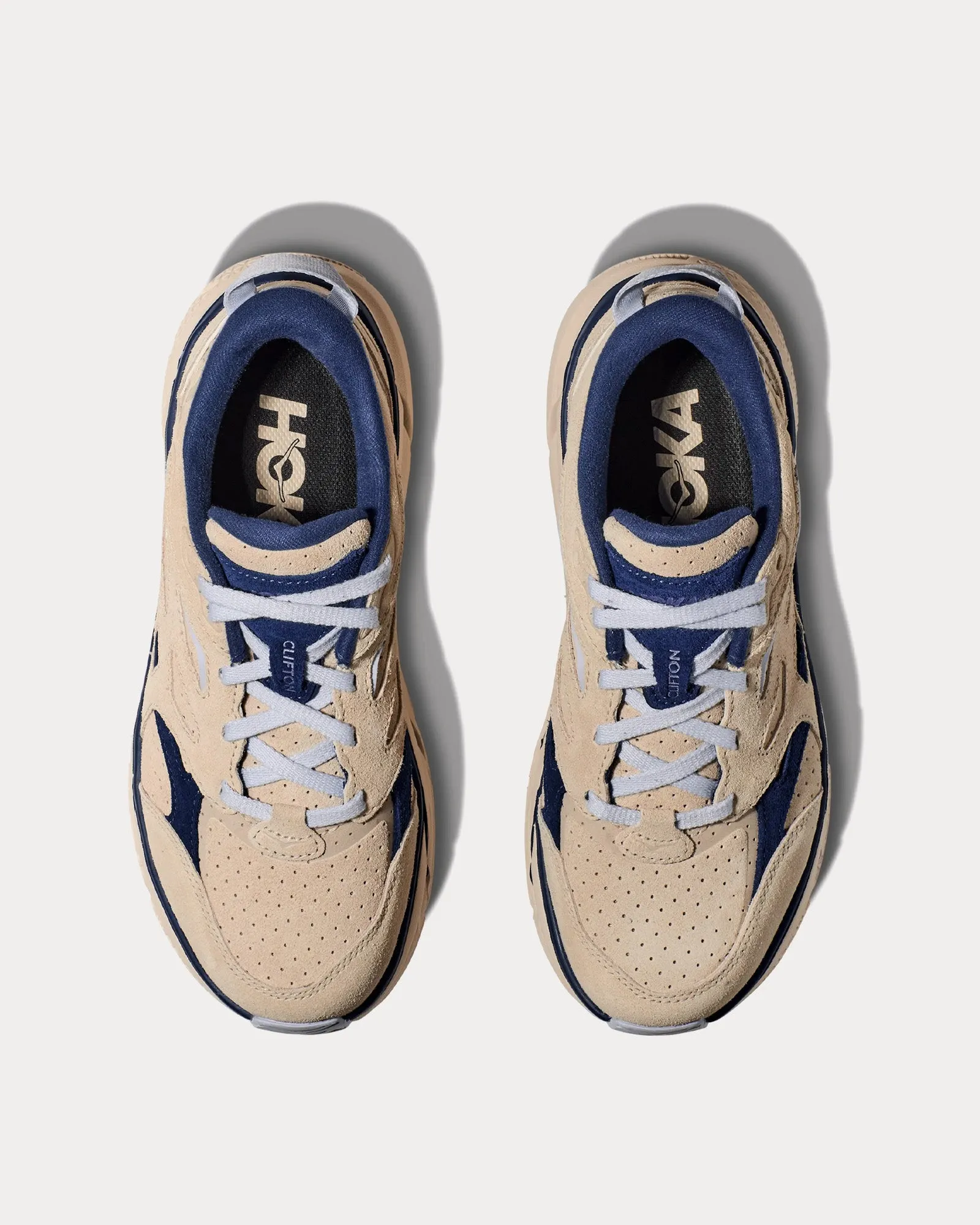 Clifton L Suede Oat Milk / Bellwether Blue Running Shoes